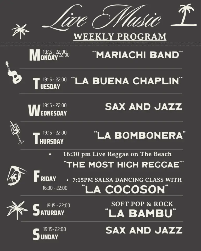 Weekly Program Live Music Calendar